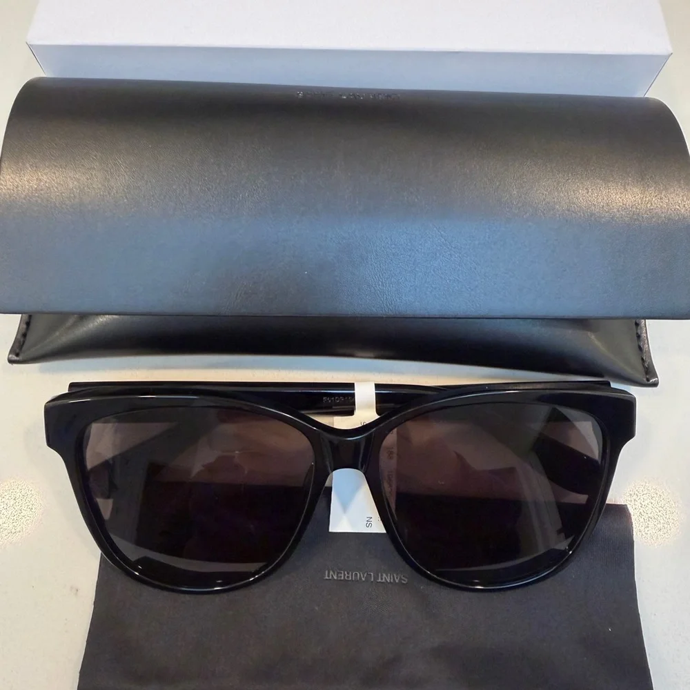 Brand New!Saint Laurent YSL 58mm Sunglasses in Black/Black with Gold Hardware